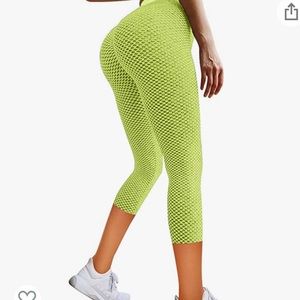 Lime Green Grey Cropped TikTok Leggings gray ankle